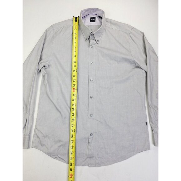 Hugo Boss Regular Fit Size Large Mens Gray Embroidered Chest Logo Button Down - Picture 10 of 10